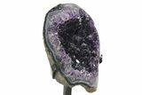 Dark-Purple Amethyst Geode Section With Metal Stand #233933-3